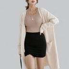 Women's Open Front Longline Cardigan – Relaxed Long Sleeve Cardigan