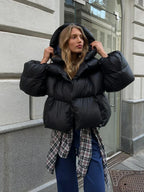 Women's Quilted Puffer Jacket – Glossy Oversized Jacket