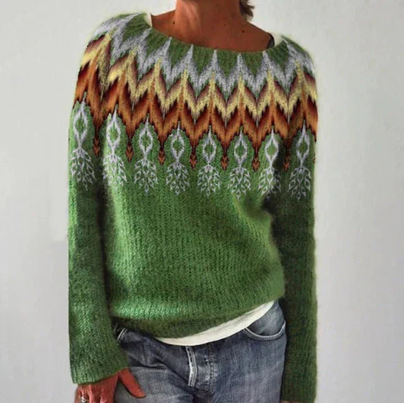 Women's Nordic Pattern Christmas Sweater – Festive Winter Holiday Sweater