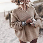 Women's Oversized Chunky Sweater – Wide Sleeve Knit Pullover