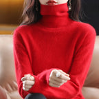 Women's Classic High Neck Sweater – Winter Turtleneck Knit Pullover