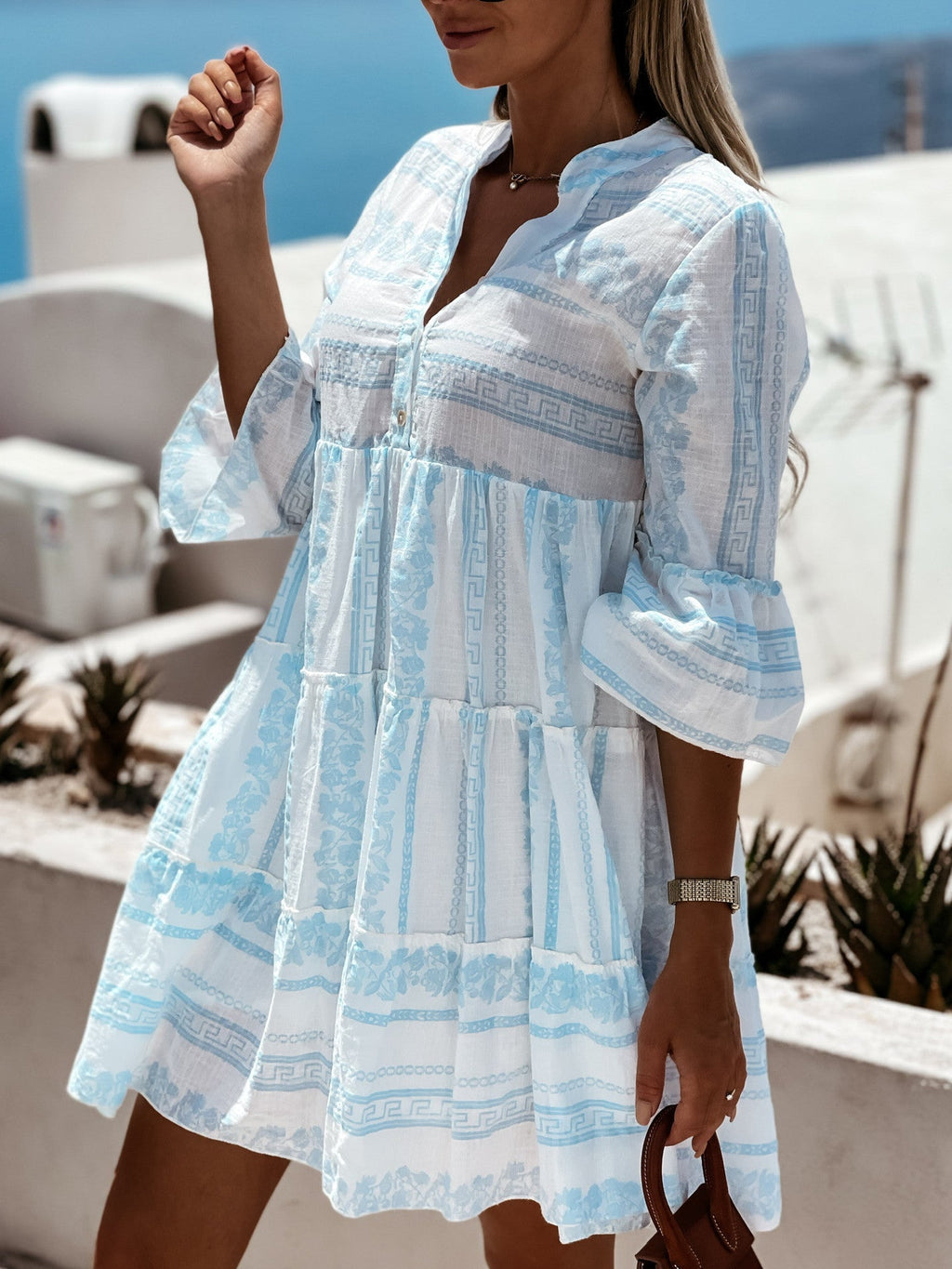 Women's Boho Printed Ruffle Dress – Colourful Flowy Summer Dress