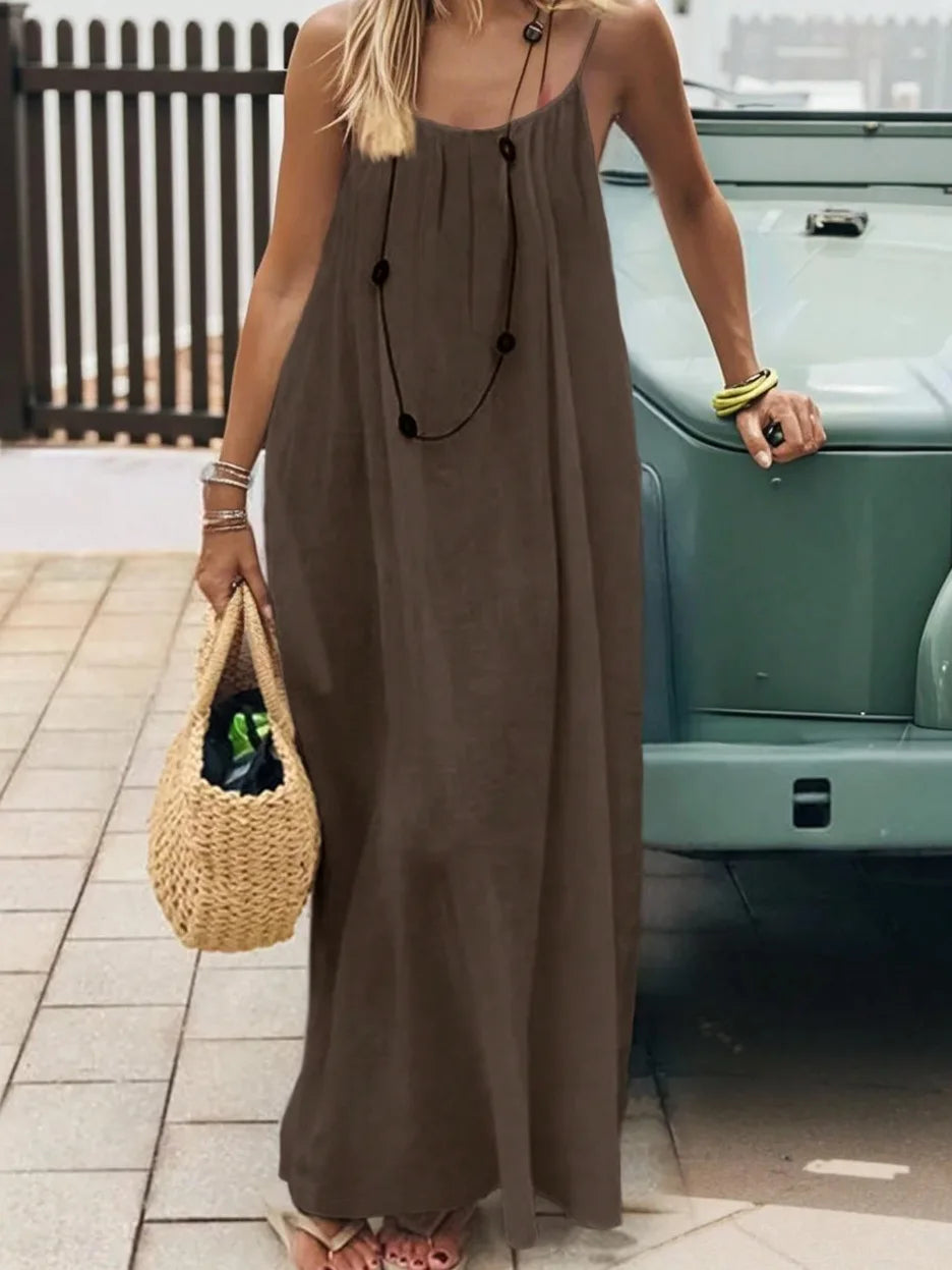 Women's Spaghetti Strap Summer Dress – Sleeveless Flowy Dress