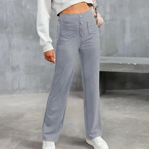 Women's Stretch Pull-On Pants – High Waist Elastic Waist Casual Trousers