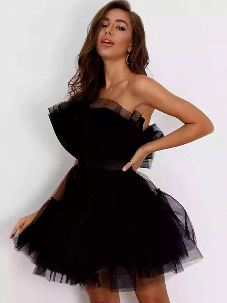 Women's Tulle Layered Party Dress – Festive Formal Evening Dress