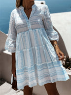 Women's Boho Printed Ruffle Dress – Colourful Flowy Summer Dress
