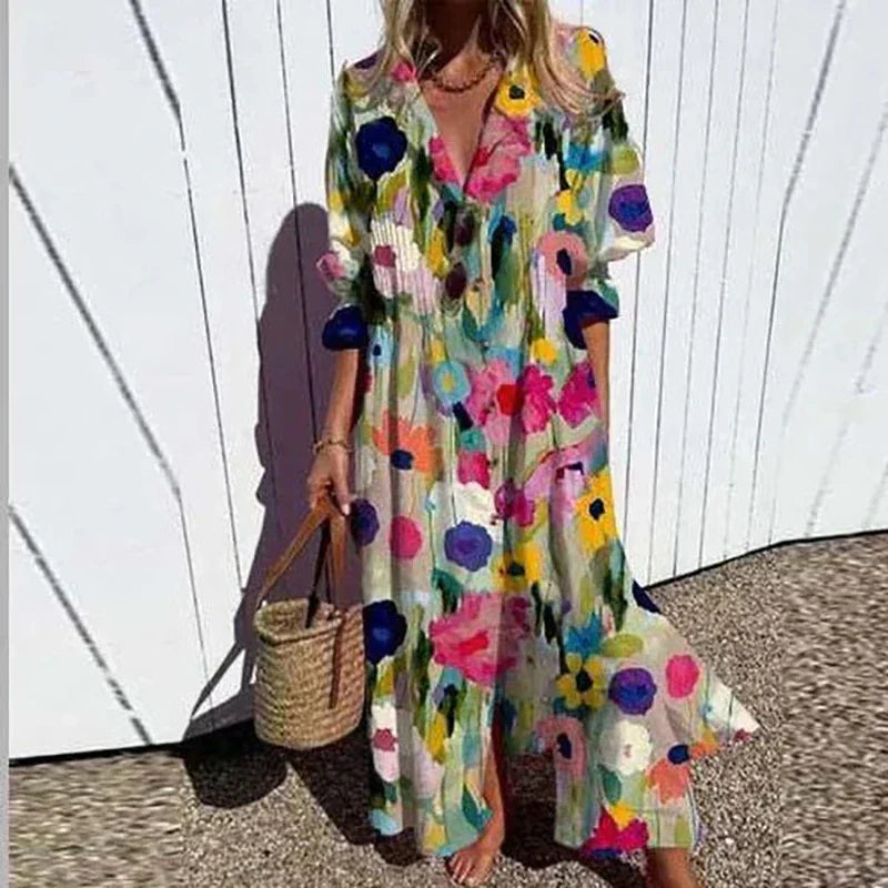 Women's Floral Pocket Maxi Dress – Flowy Summer Dress