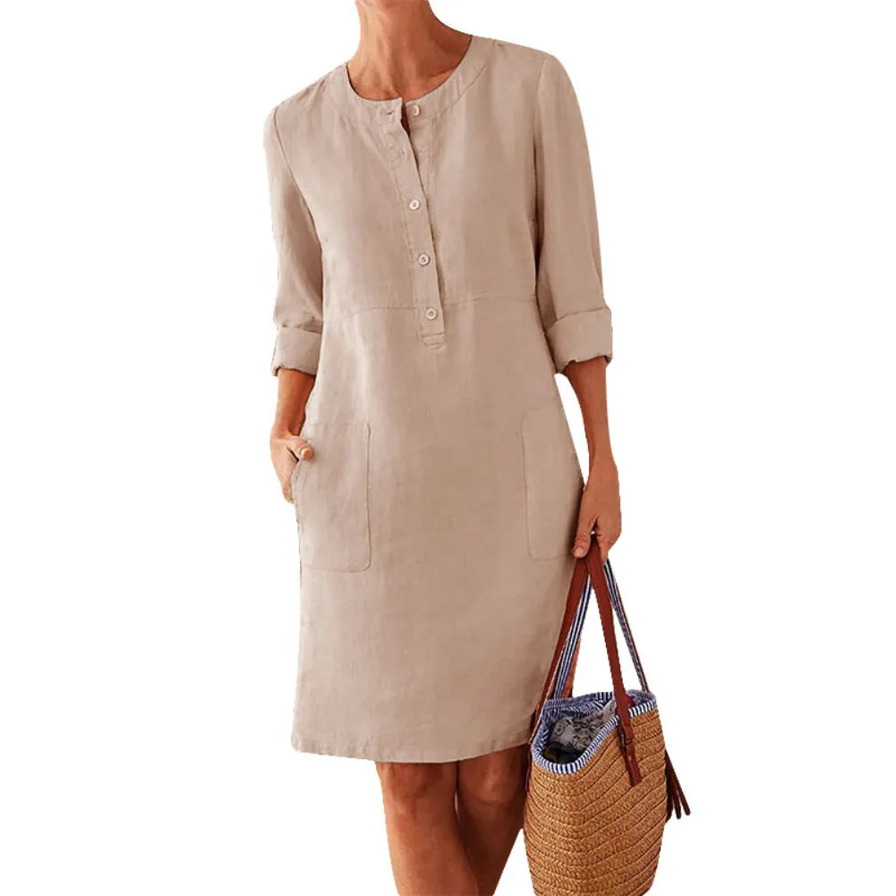 Women's Vintage Print Tunic Dress – Relaxed Day Dress