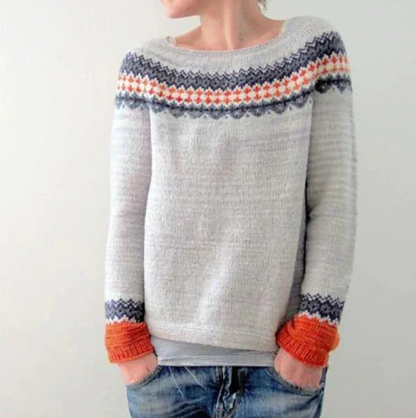 Women's Nordic Pattern Christmas Sweater – Festive Winter Holiday Sweater