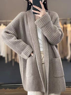 Women's Soft V-Neck Cardigan – Button Front Long Sleeve Knit Layer