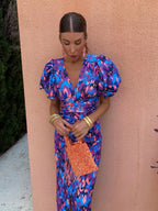 Women's Short Sleeve Summer Dress – V-Neck Ruffle Flowy Dress