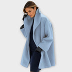 Women's Stand Collar Long Coat – Oversized Button Front Winter Overcoat