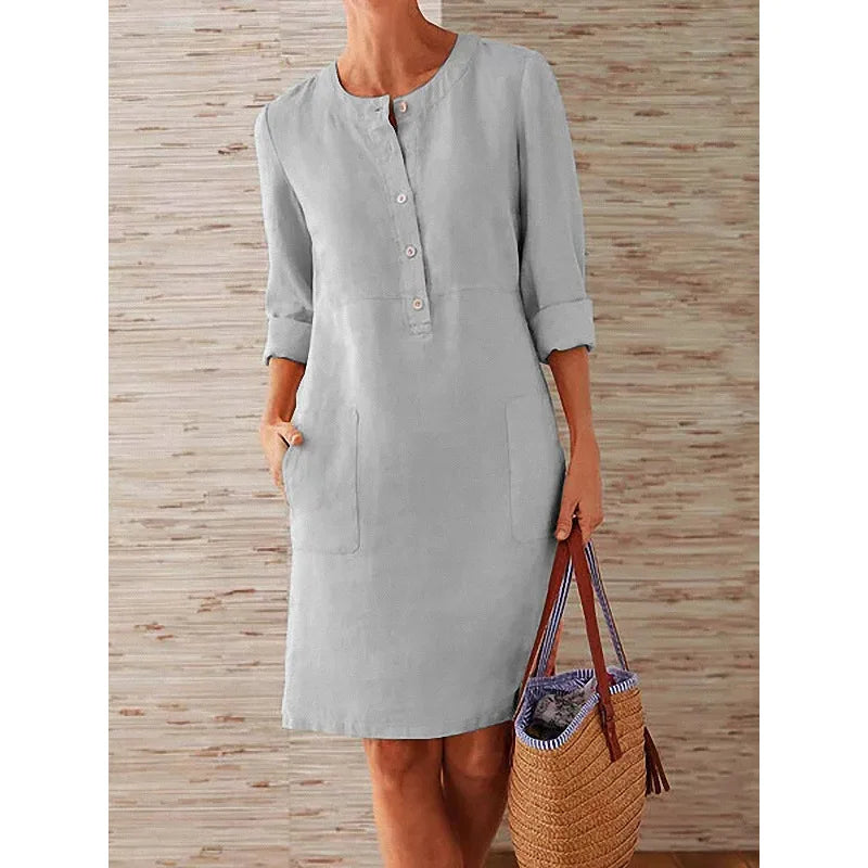Women's Vintage Print Tunic Dress – Relaxed Day Dress