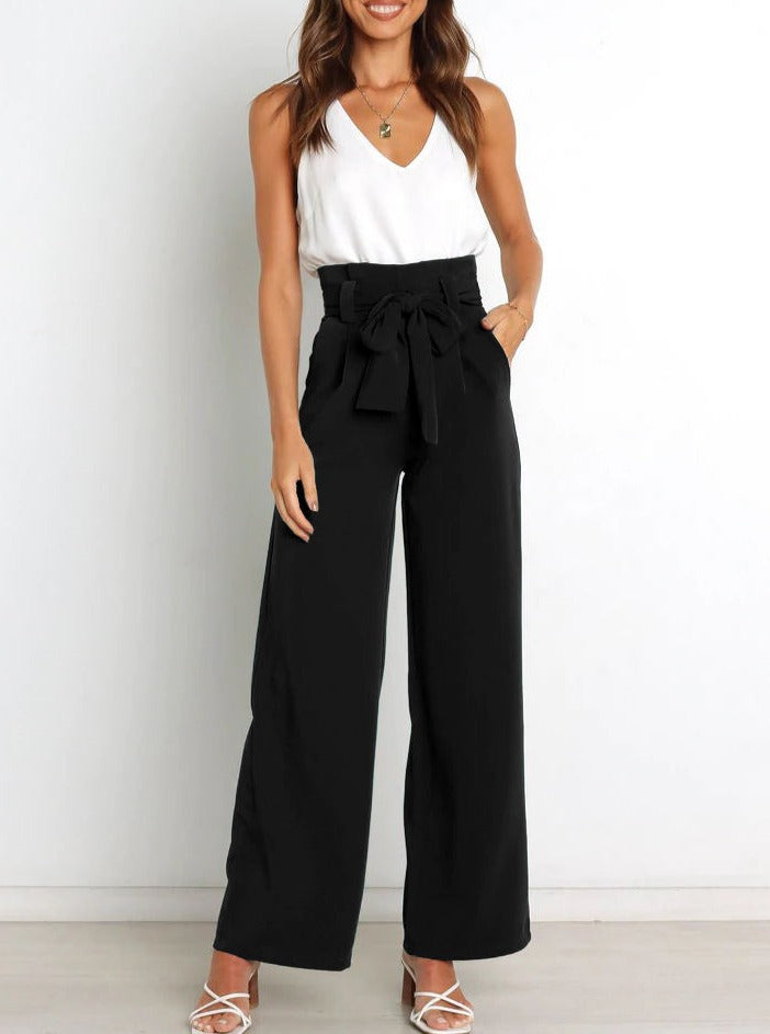 Women's Wide Leg Tailored Pants – High Waist Flowy Dress Trousers