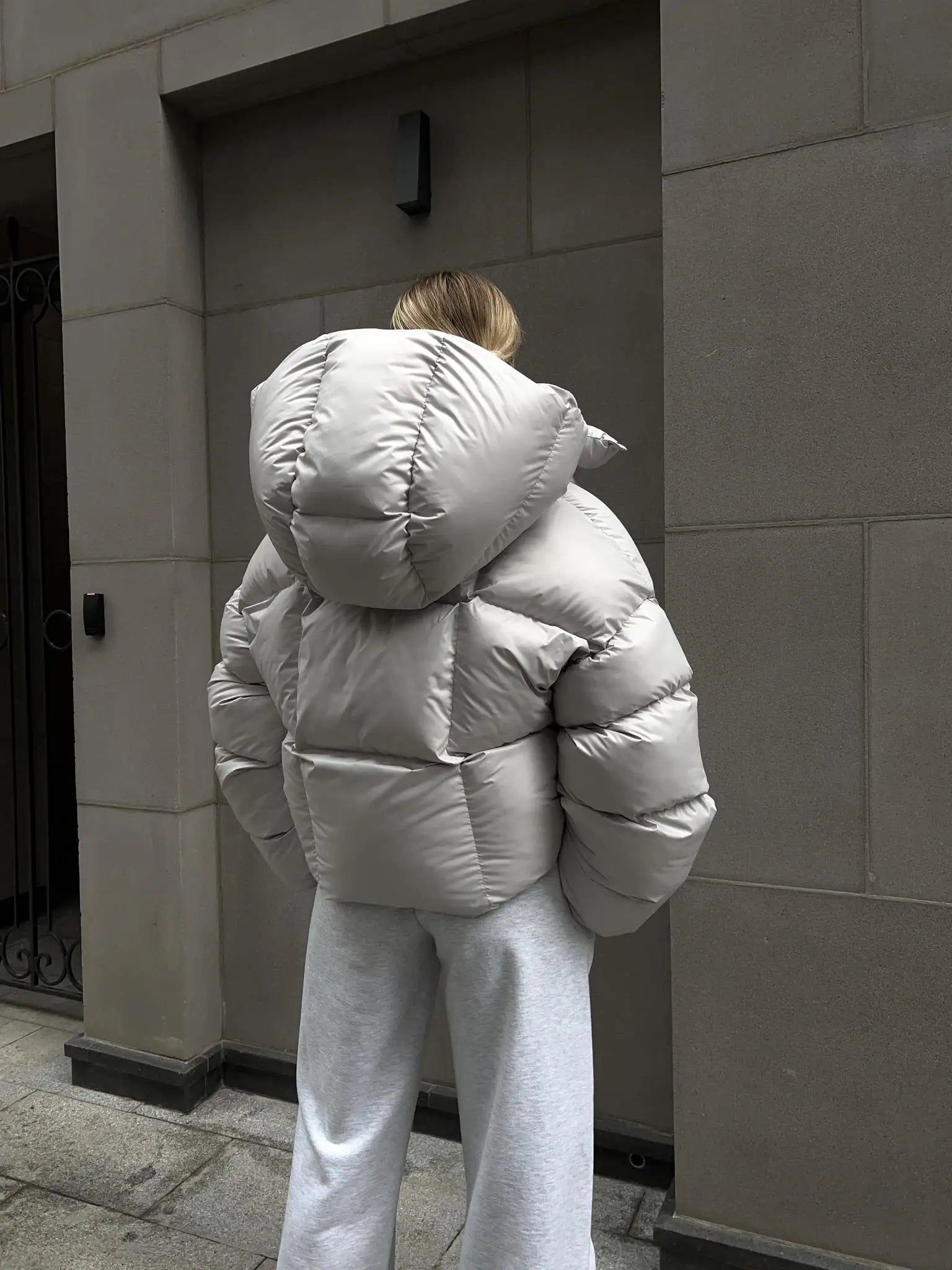 Women's Quilted Puffer Jacket – Glossy Oversized Jacket