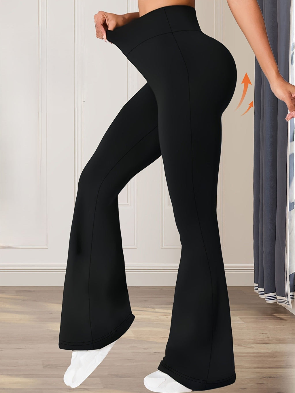 Women's Stretch Fit Flared Pants – Casual Fitted Everyday Trousers
