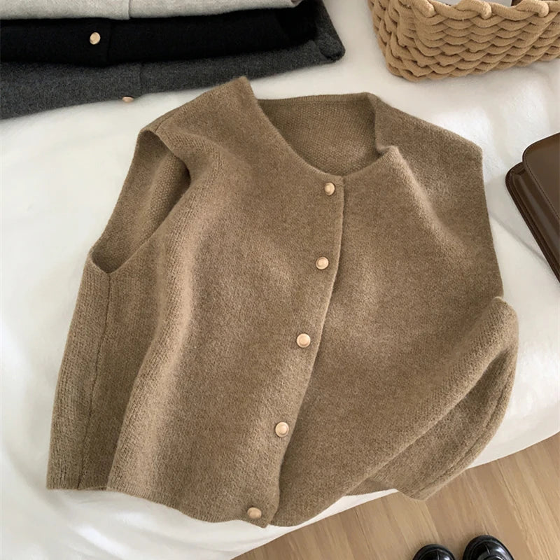 Women's Button Front Knit Vest – Sleeveless Layering Sweater Vest