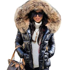 Women's Hooded Puffer Coat – Faux Fur Trim Insulated Winter Jacket