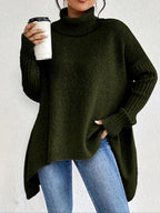 Women's Oversized High Neck Sweater – Relaxed Long Sleeve Winter Sweater