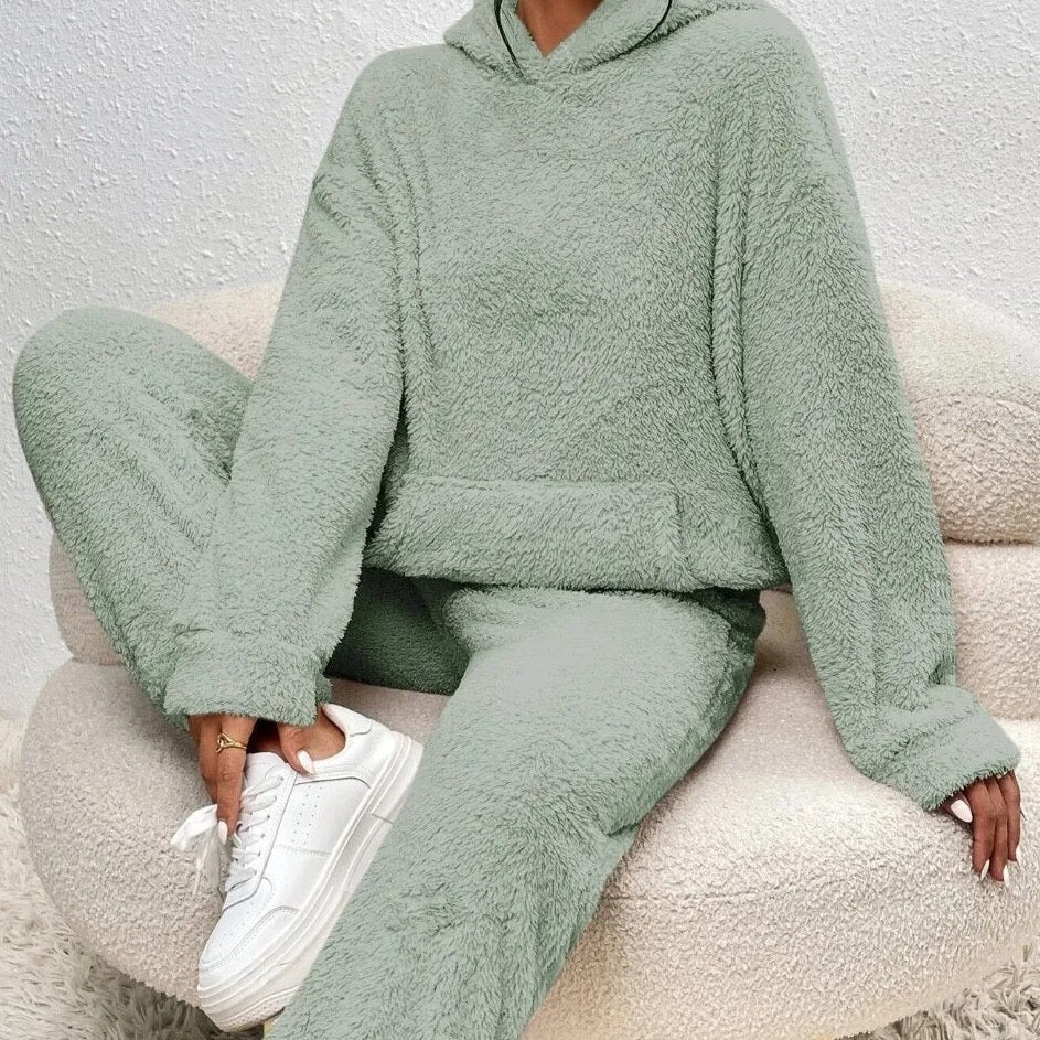Women's Teddy Fleece House Set – Hooded Plush Lounge Suit