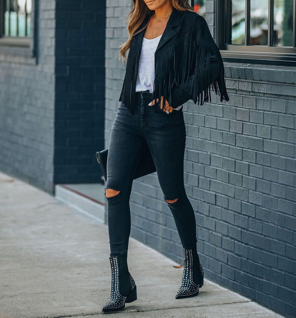 Women's Statement Fringe Jacket – Cropped Layering Jacket