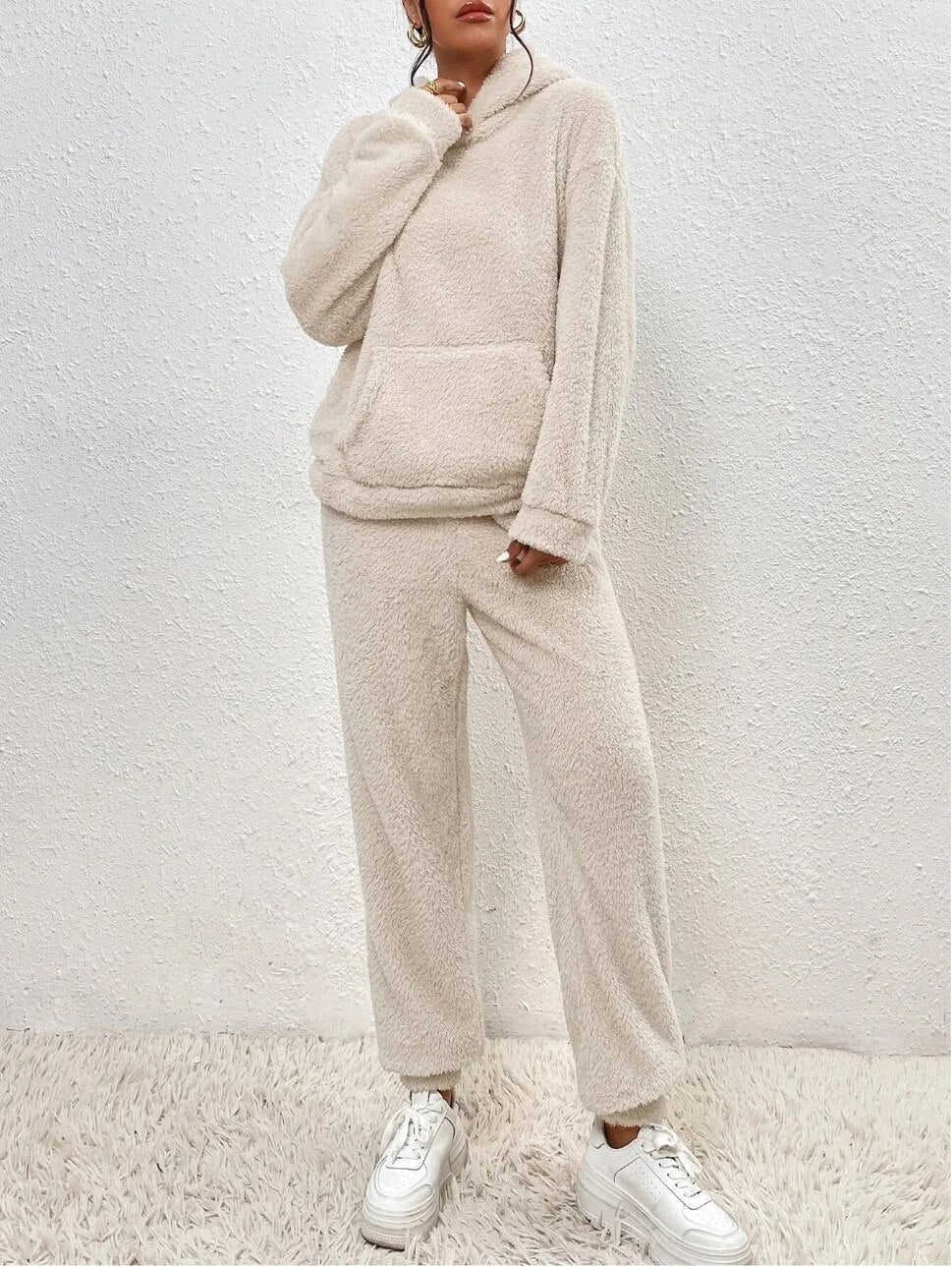 Women's Teddy Fleece House Set – Hooded Plush Lounge Suit