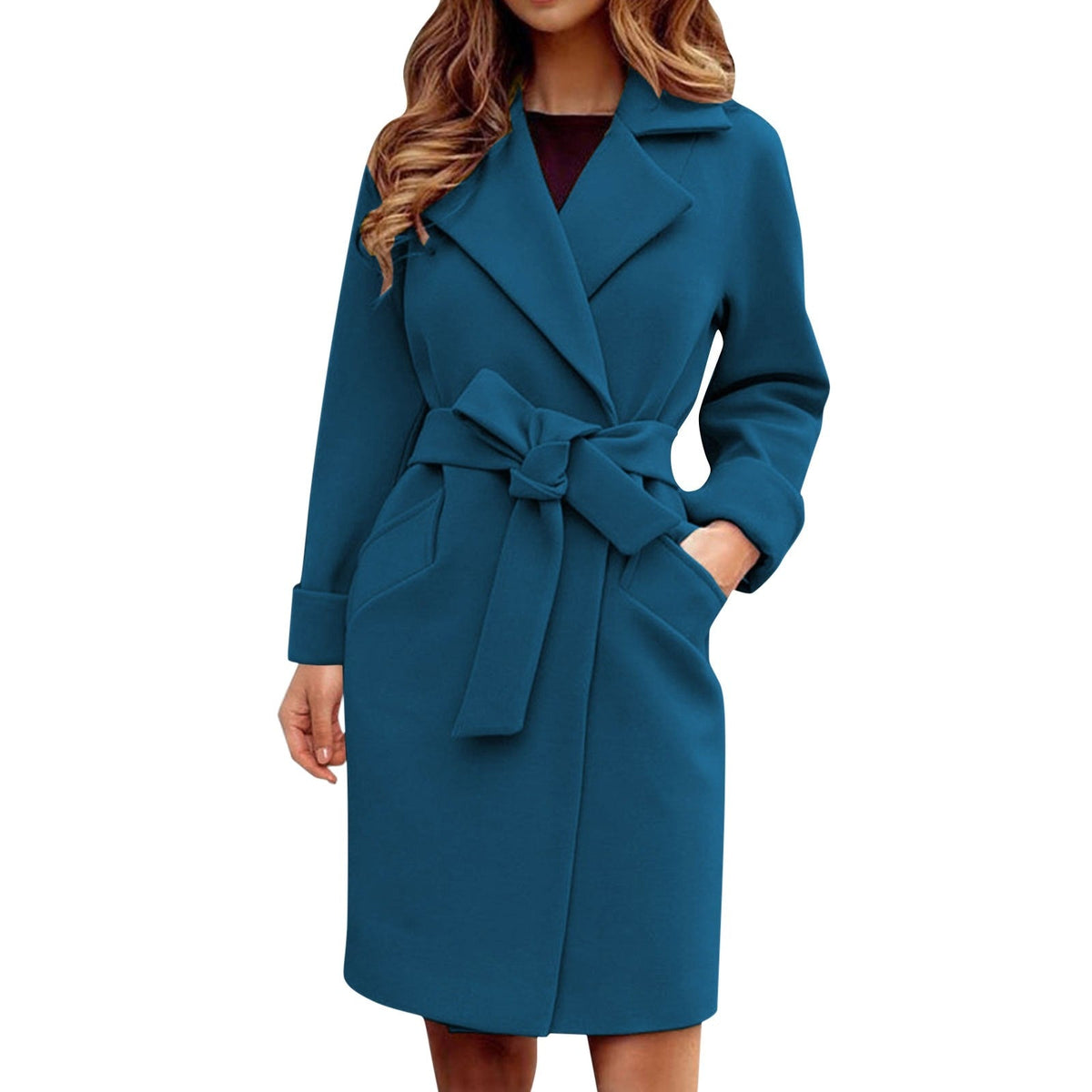 Women's Long Winter Trench Coat – Classic Button Front Overcoat