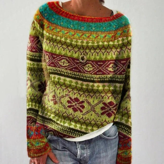 Women's Nordic Pattern Christmas Sweater – Festive Winter Holiday Sweater