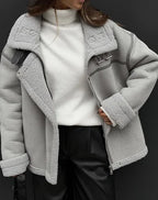 Women's Oversized Collared Jacket – Pocket Cold Weather Winter Jacket
