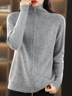 Women's Zip-Up Knit Cardigan – Double Zip Long Sleeve Cardigan