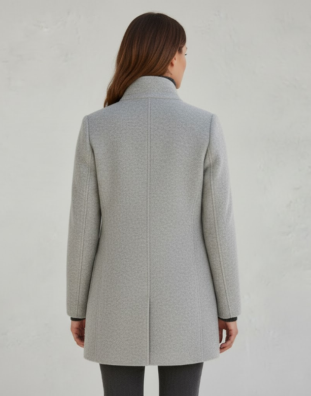 Women's Tailored Winter Coat – Button Front Longline Overcoat