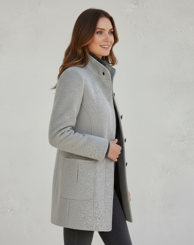Women's Tailored Winter Coat – Button Front Longline Overcoat