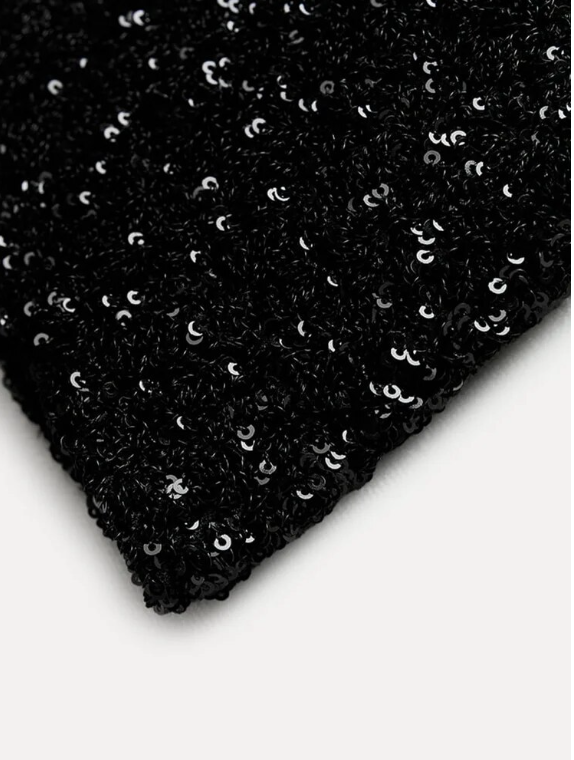 Women's Statement Shoulder Sequin Dress – Sparkle Fitted Party Mini Dress