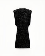 Women's Statement Shoulder Sequin Dress – Sparkle Fitted Party Mini Dress
