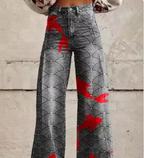 Women's Colourful Printed Summer Trousers – Relaxed Wide Leg Pants