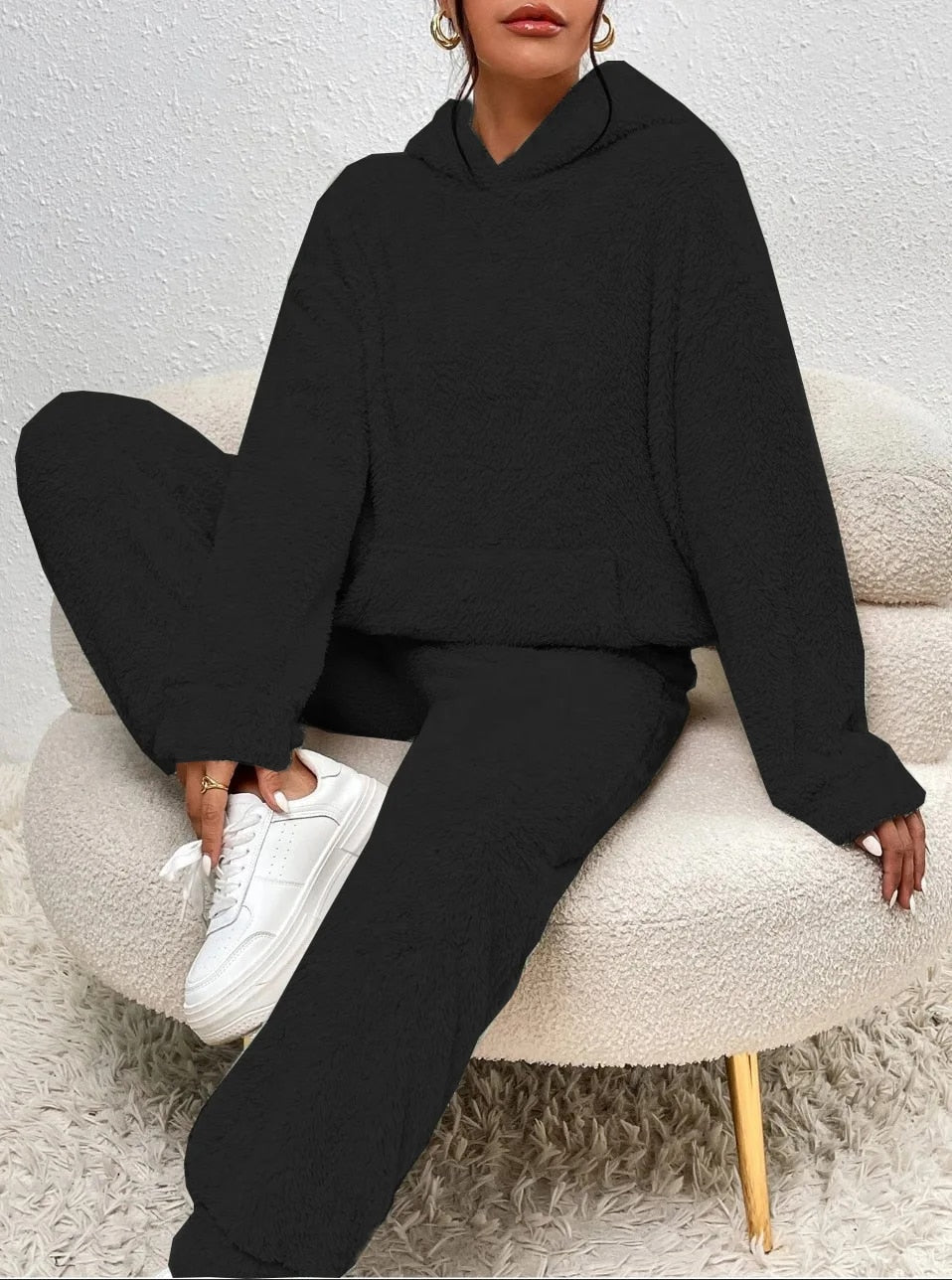 Women's Teddy Fleece House Set – Hooded Plush Lounge Suit