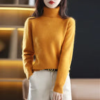 Women's Classic High Neck Sweater – Winter Turtleneck Knit Pullover