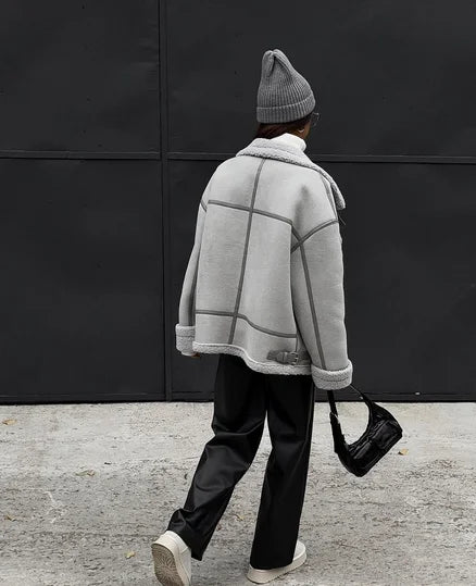 Women's Oversized Collared Jacket – Pocket Cold Weather Winter Jacket