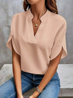 Women's Flutter Sleeve Blouse – Loose Fit V-Neck Summer Blouse