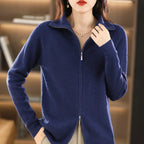 Women's Zip-Up Knit Cardigan – Double Zip Long Sleeve Cardigan
