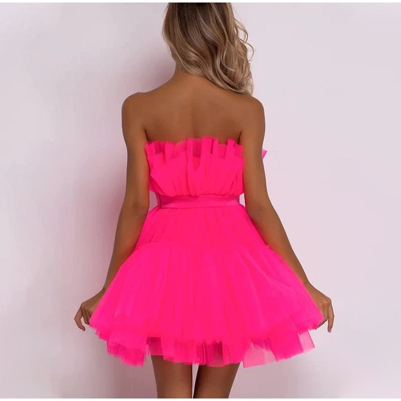 Women's Tulle Layered Party Dress – Festive Formal Evening Dress