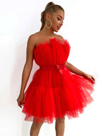 Women's Tulle Layered Party Dress – Festive Formal Evening Dress