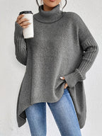 Women's Oversized High Neck Sweater – Relaxed Long Sleeve Winter Sweater