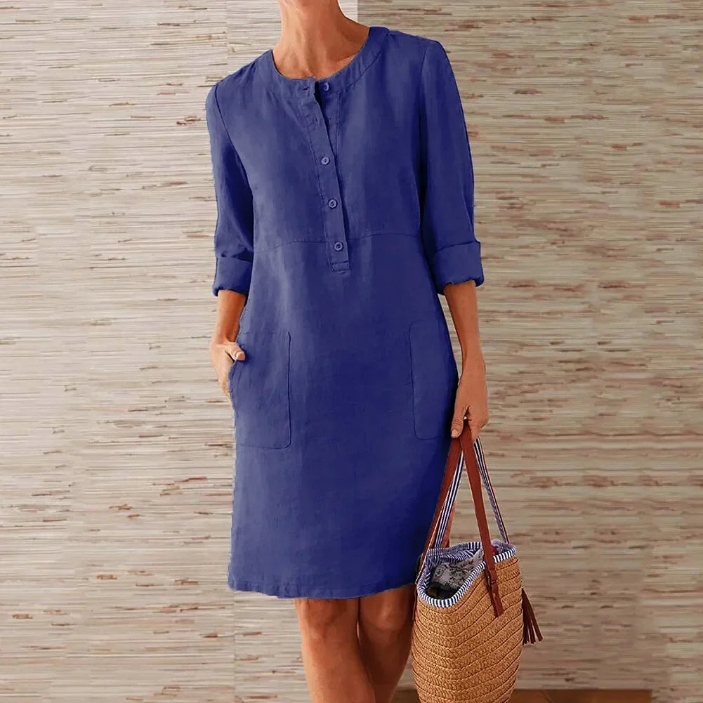 Women's Vintage Print Tunic Dress – Relaxed Day Dress