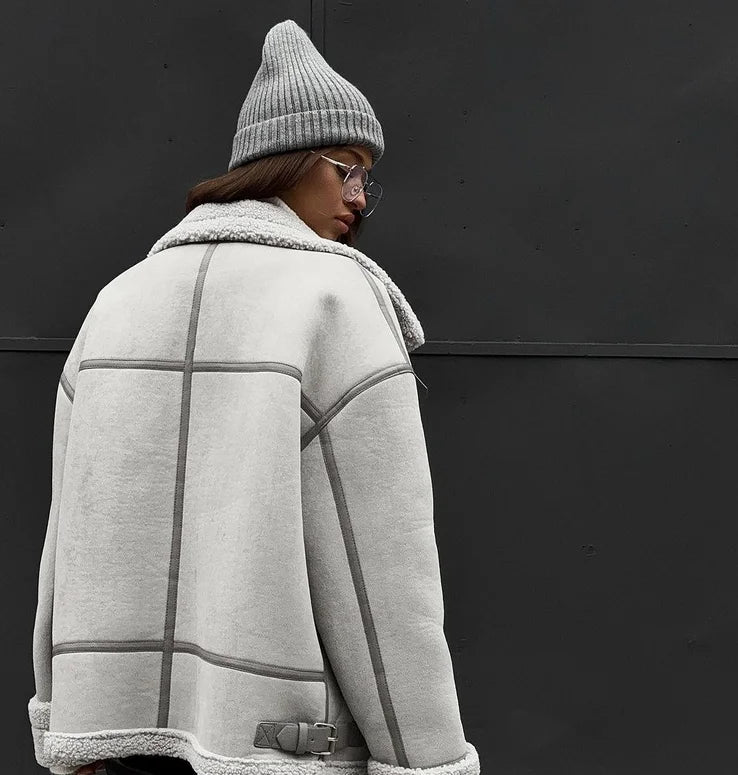 Women's Oversized Collared Jacket – Pocket Cold Weather Winter Jacket