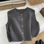 Women's Button Front Knit Vest – Sleeveless Layering Sweater Vest