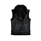 Women's Sleeveless Faux Leather Vest – Fur Lined Winter Gilet