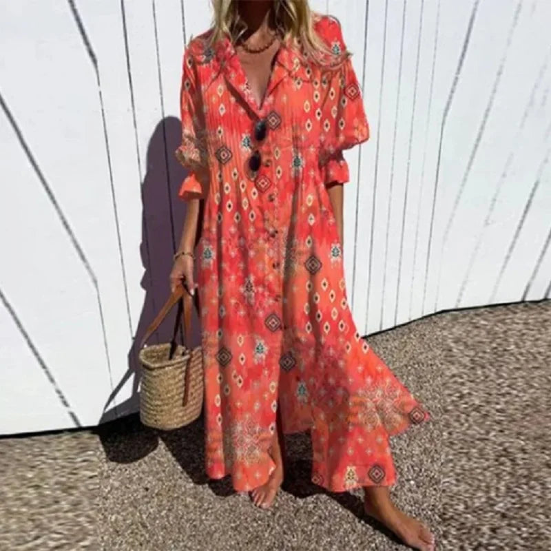 Women's Floral Pocket Maxi Dress – Flowy Summer Dress