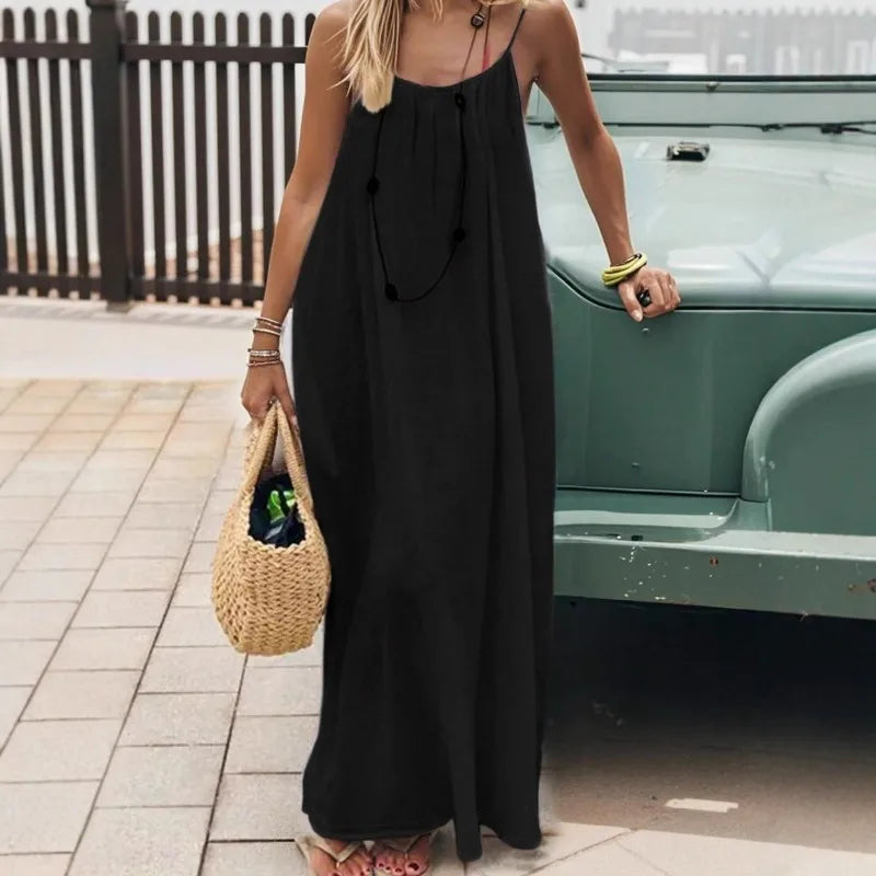 Women's Spaghetti Strap Summer Dress – Sleeveless Flowy Dress