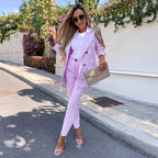 Women's Asymmetrical Pants Set – Statement Top & Wide Leg Trousers
